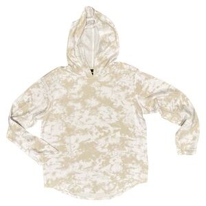 Original Use waffle weave scrunch tie dyed hoodie shirt top white beige Medium